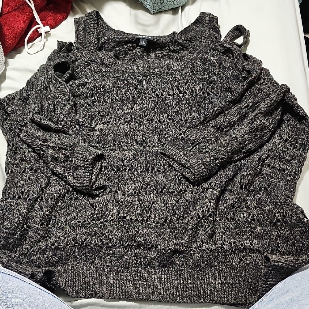 Torrid Black Off-the-Shoulder Sweater with Textured Knit